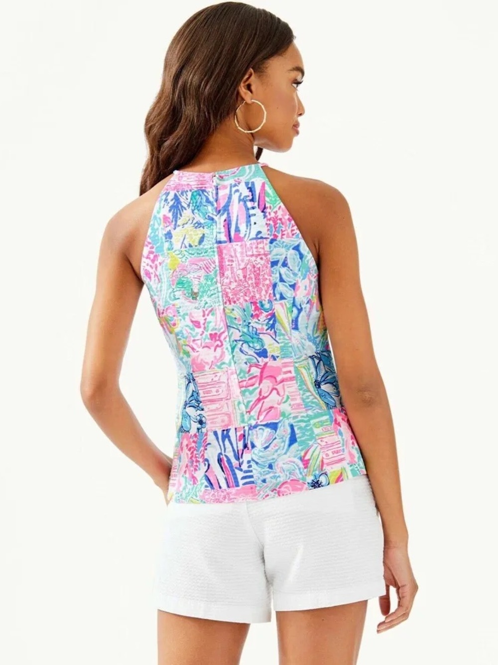 NWT $148 RARE Lilly Pulitzer Pearl Top - Multi Pop Up Summer Remix Patch, Size 8 - Picture 2 of 8